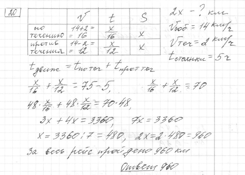 Решение задания 20, вариант 7, из сборника «ЕГЭ 2024 математика базовый уровень Лысенко 40 вариантов»