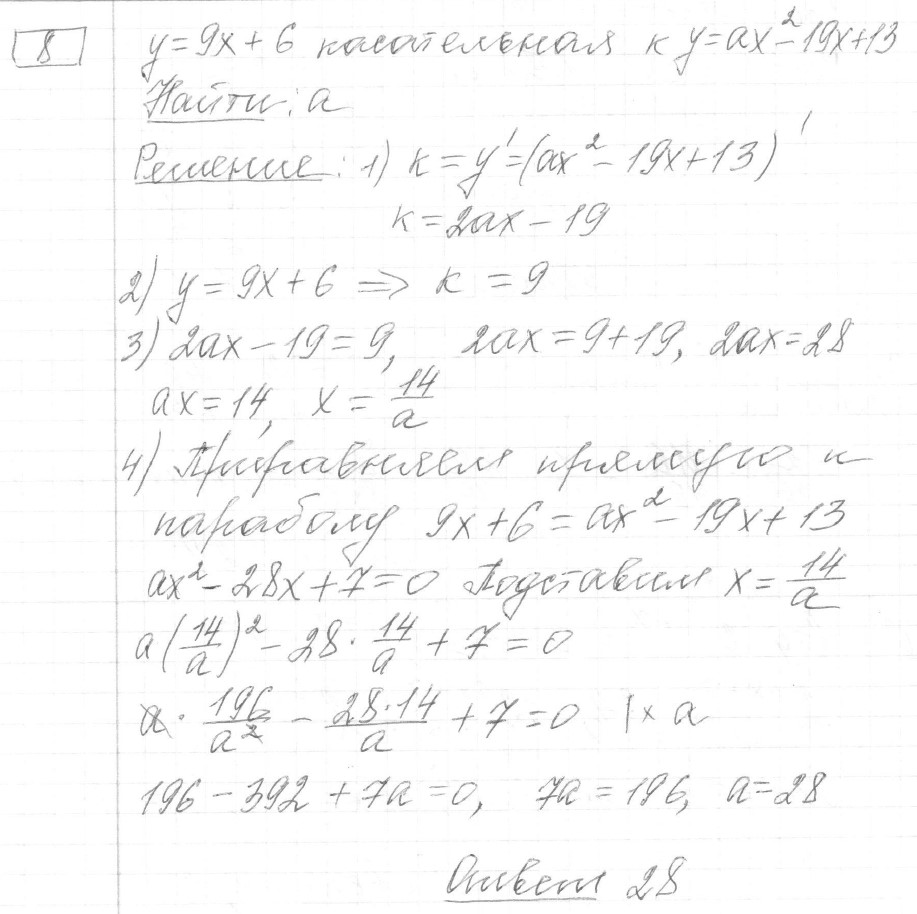 Решение задания 8, вариант 28 из сборника ЕГЭ 2024 математика профильный уровень Ященко 36 вариантов